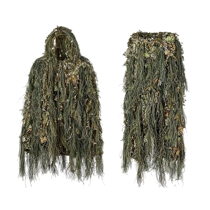 New-Adult Outdoor Ghillie Suit Hunting Cloth Woodland 3D Bionic Leaf Uniform Camouflage Suits Set Photography Clothes