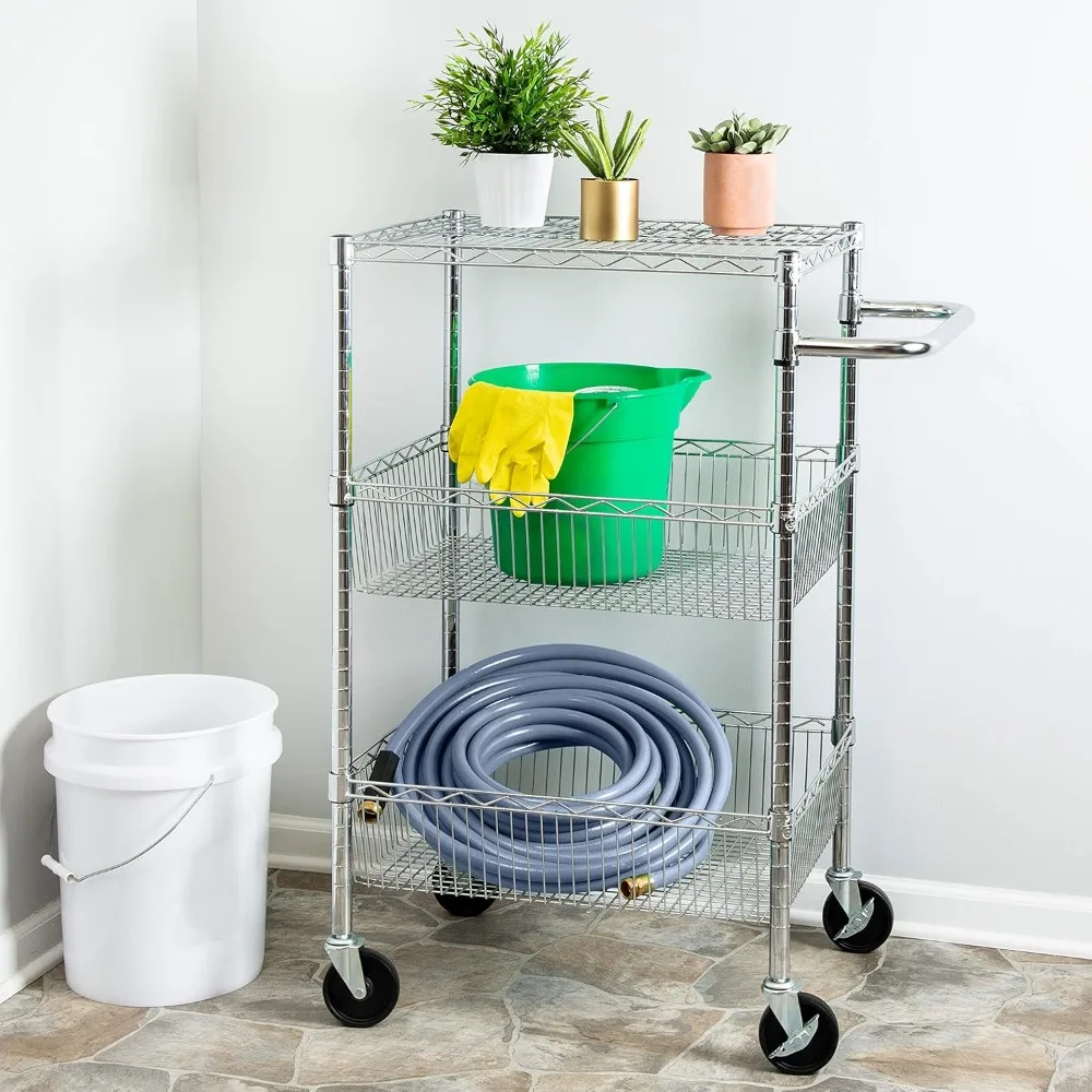 Honey-Can-Do 3 Shelf Chrome Storage Cart CRT-01451 Chrome