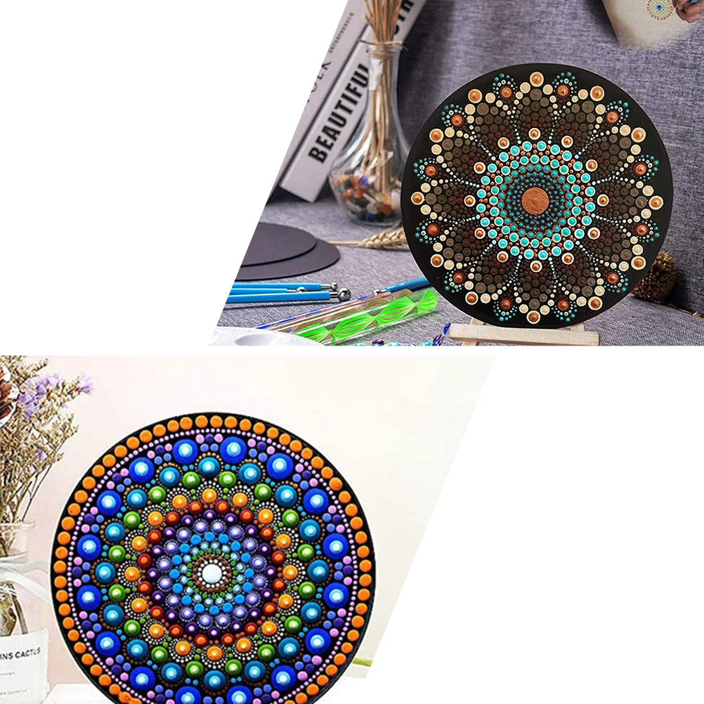 絵画と執筆のための曼荼羅ステンシル、丸い絵の段ボール、子供用ツール、8個
