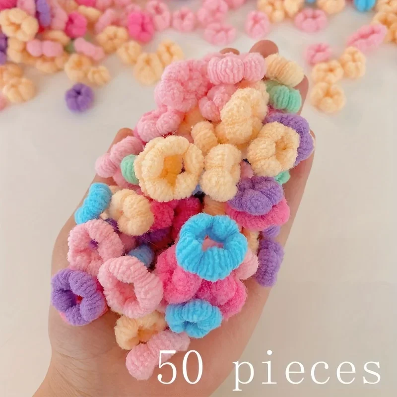 50pcs/100pcs Elastic Hair Tie Hair Bands Ponytail Holders Hair Accessories For Girls