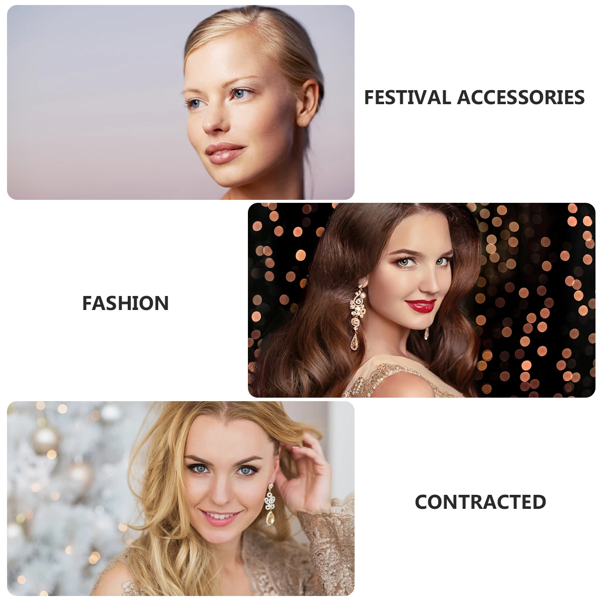 

3 Pairs Creative Christmas Earrings Studs Stylish Bell Personality Xmas Themed Drop Tree Trendy Jewelry