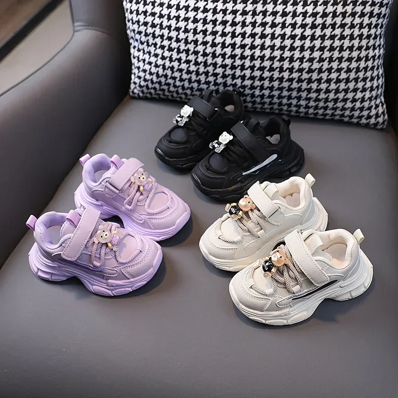 Kid Sneakers Girl Shoes 24Spring New Baby Walking Shoes Children Sport Shoe Boy Platform Plush Kid Shoes Little Bear Tennis Shoe