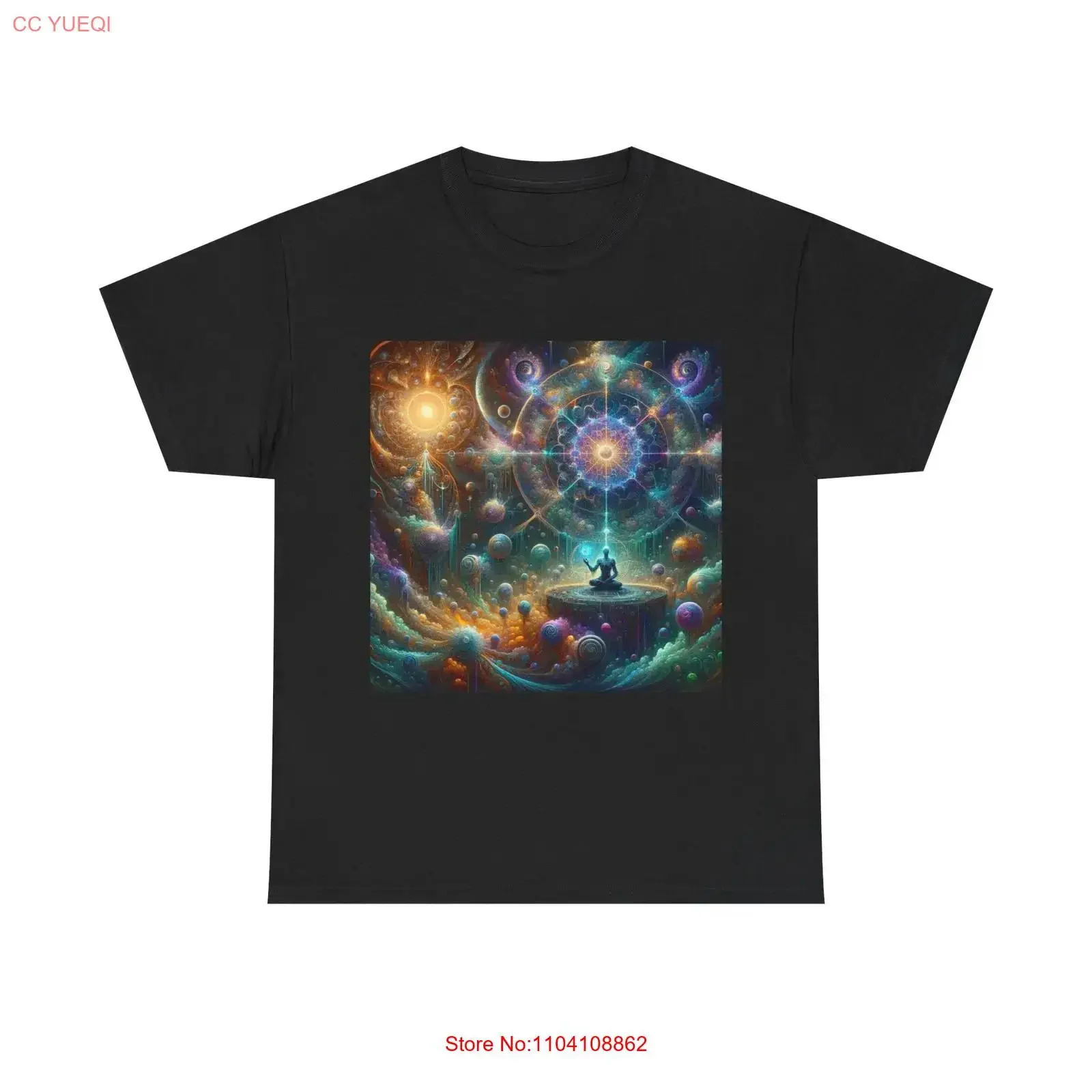Adult T Shirt Fractalized Cosmic Creation Surreal DMT Trip Mind Blowing vintage Washed Stretched Casual homme streetwear