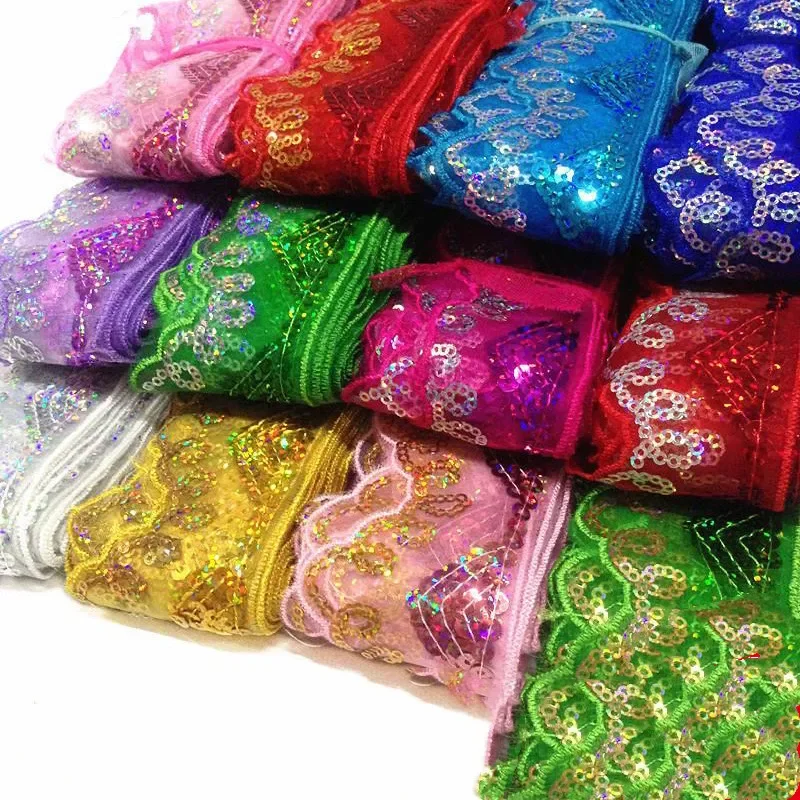 Ethnic Sequins Webbing Ribbons for Clothing, Decorative Embroidered Lace Dress Trims, DIY Sewing Accessories, 10 Yards