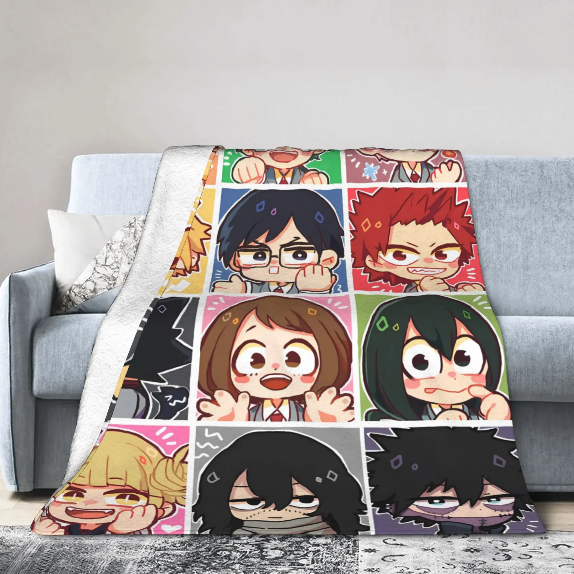 MHA Class Grid Characters Blanket Quality Super Soft My Hero Academia Throw Blanket Winter Child Couch Chair Sofa Bed Bedspread