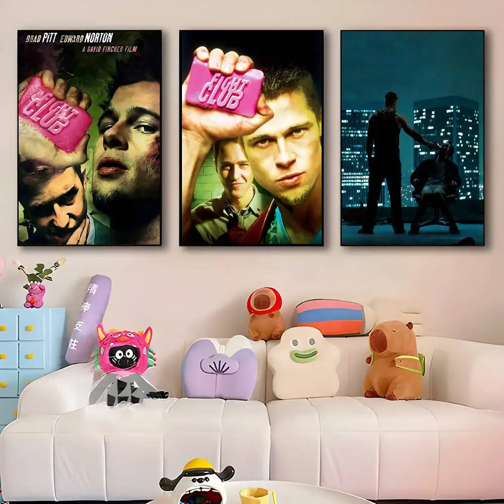 Classic Movie Sticky F-Fight Club Movie Posters HD Print Vintage Wall Art Decor for Home Study Room