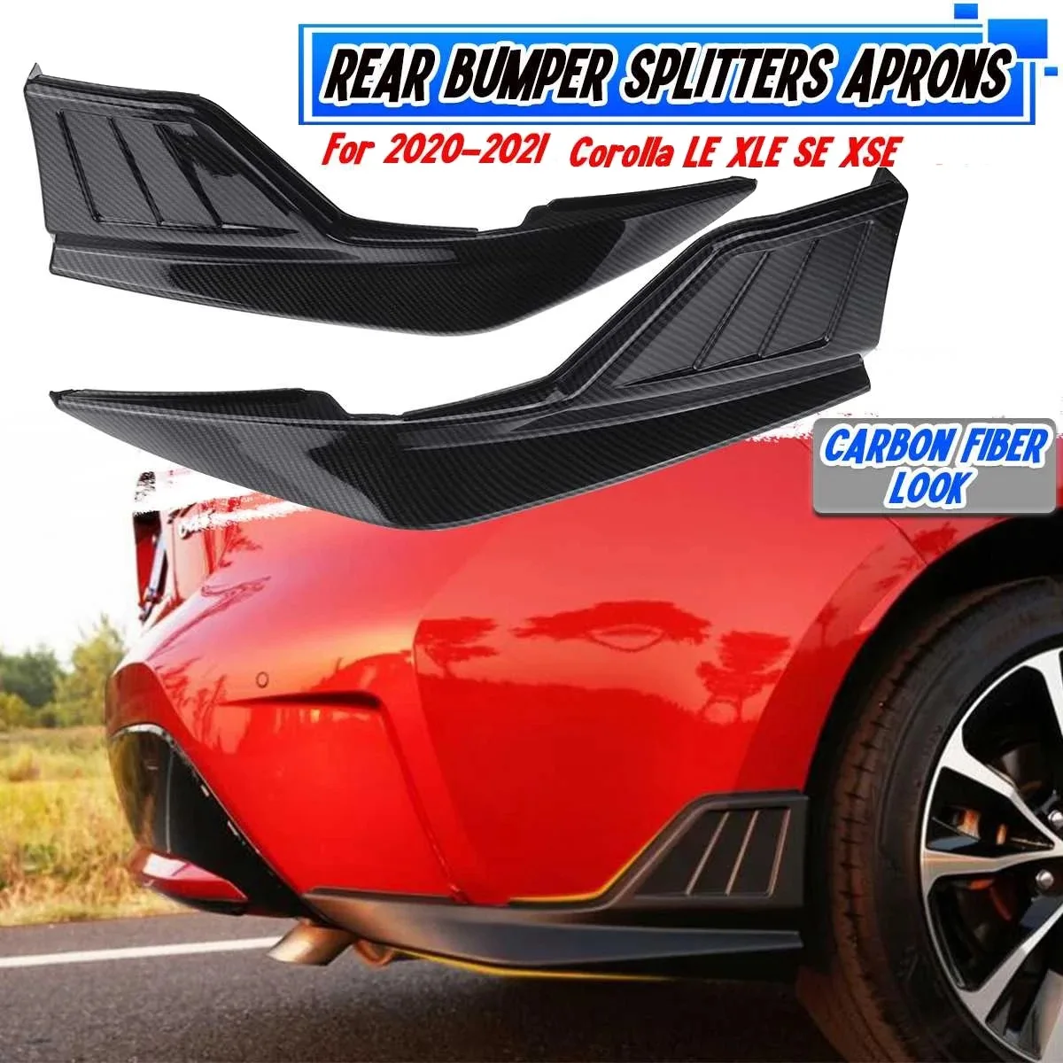 Carbon Fiber Car Rear Bumper Splitter Guard Protection Cover for Toyota Corolla LE XLE SE XSE 2020