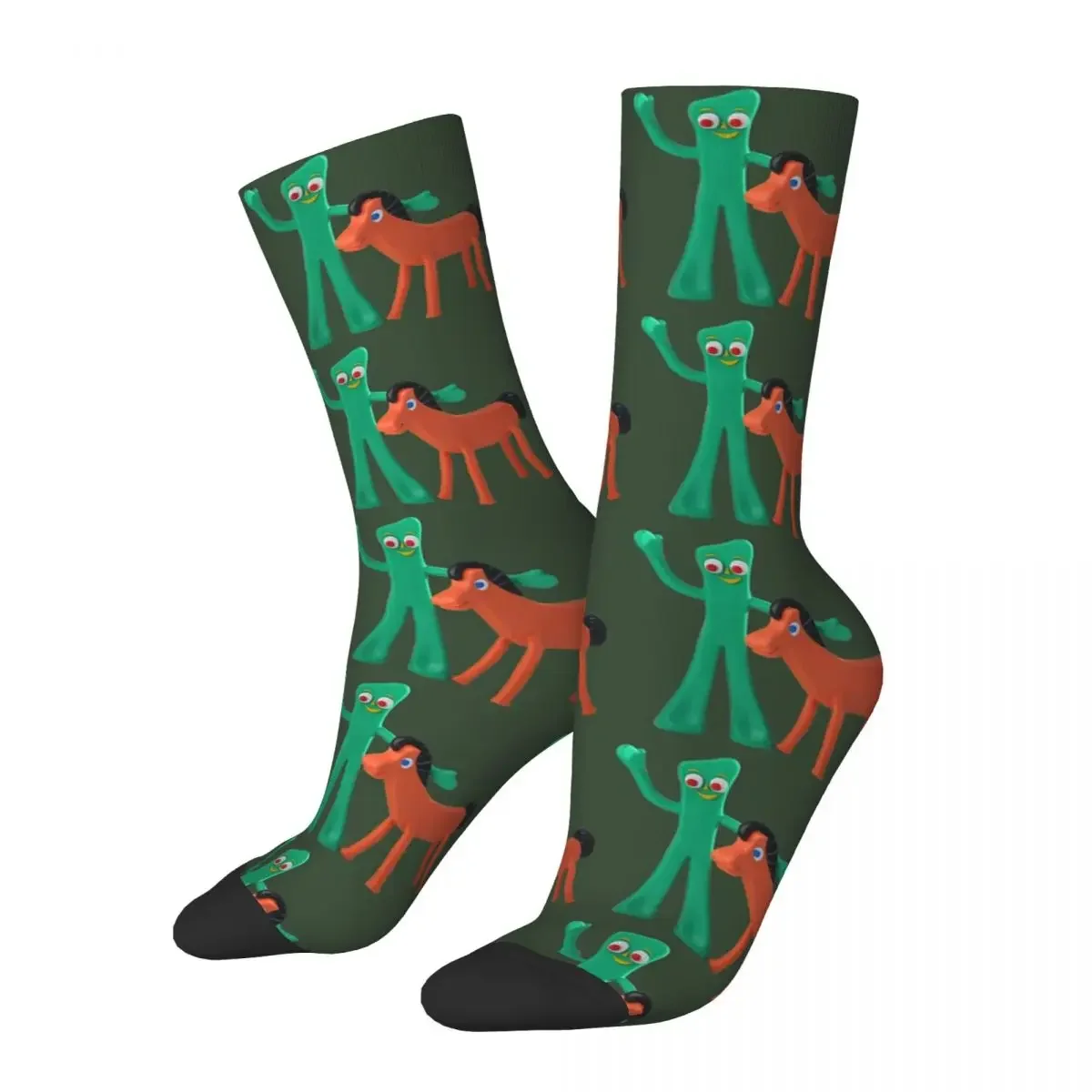 

Gumby And Pokey Cartoon Art Socks Harajuku Sweat Absorbing Stockings All Season Long Socks for Man's Woman's Birthday Present