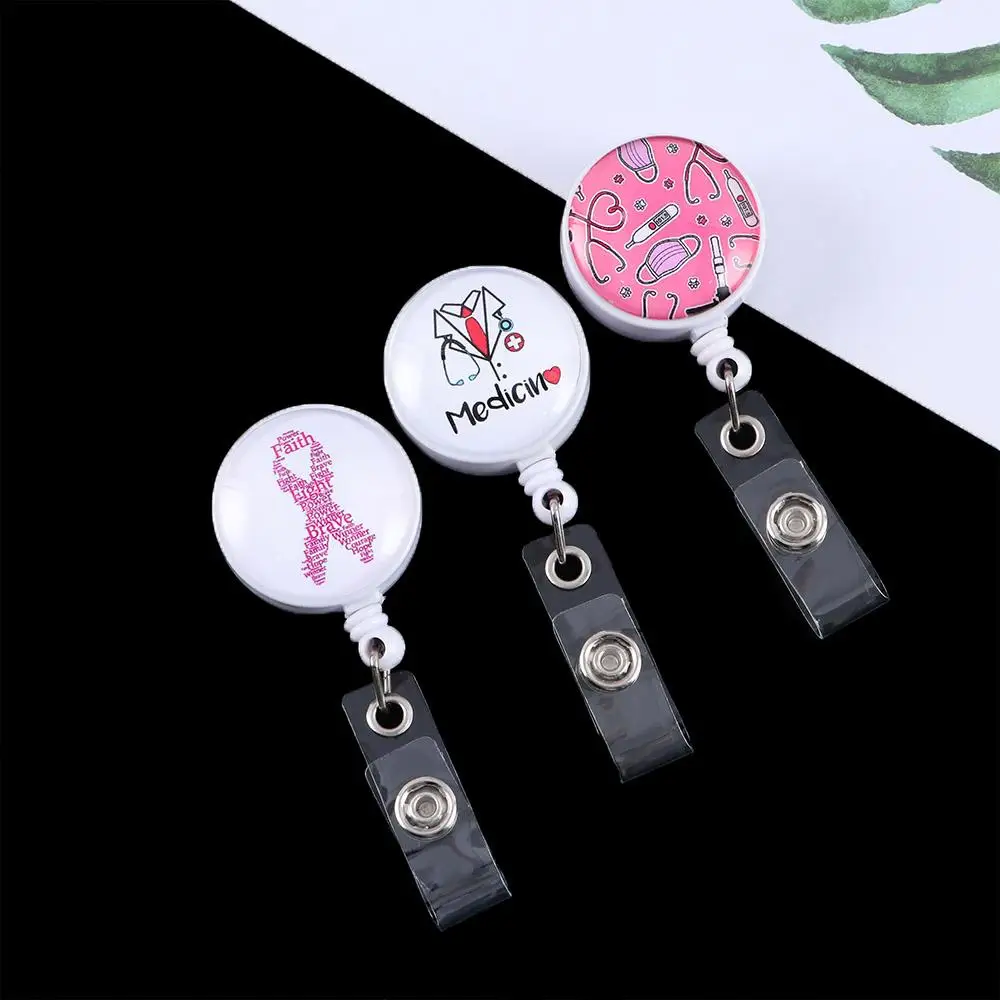 Students Hospital Cartoon ID Card Reel Clip Retractable Badge Reel Badge Holder Nurse Doctor Name Card Holder
