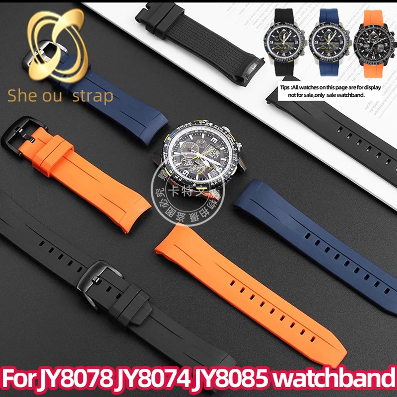 Black Blue Orange Silica Gel Watch Strap For Citizen PROMASTER  JY8078/8074/8085 With Men‘s Waterproof Rubber Watchband