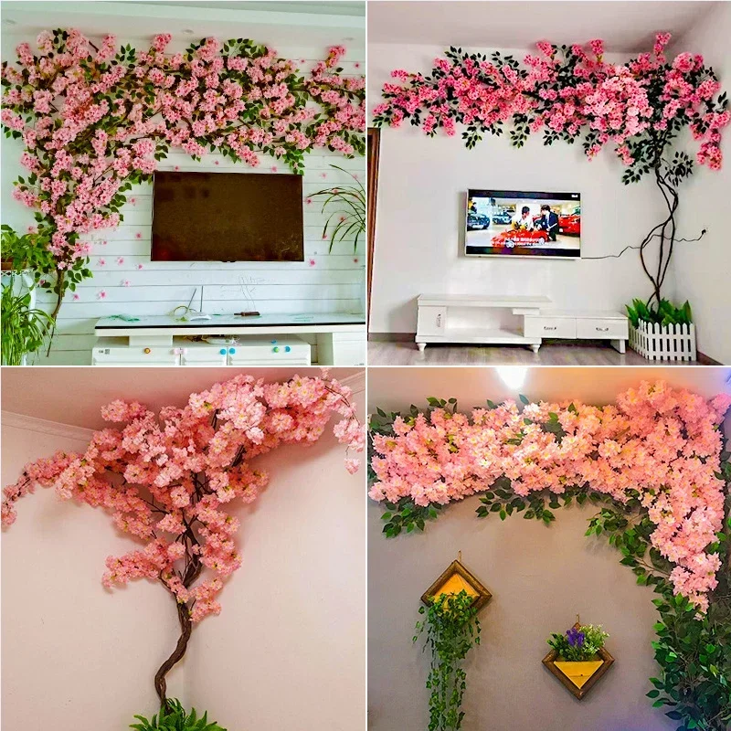 Artificial Cherry Tree Suit Flower Branch, Withered Vine, DIY Party Wall Hanging, Wedding Arch, Home Decoration