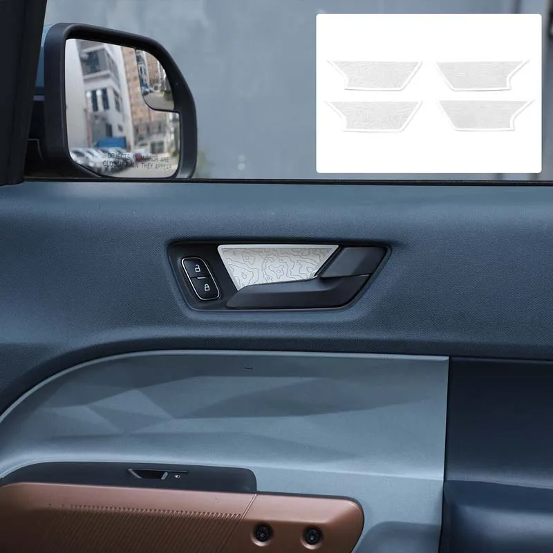 

4piece set Stainless Steel Silver For Ford Maverick 2022+ Car Interior Door Bowl Decoration Sticker Car Protection Accessories