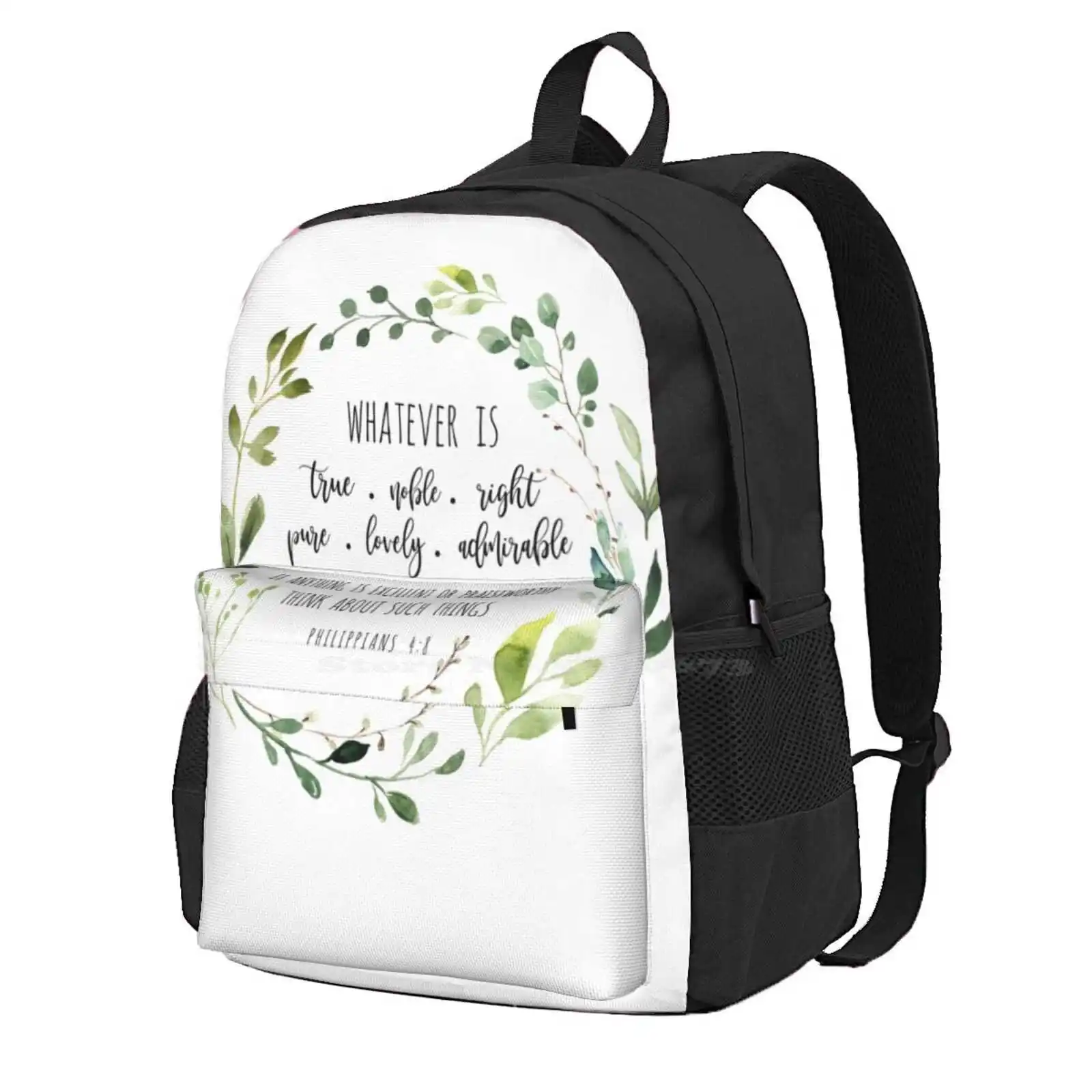 Philippians 4:8 Whatever Is True Bible Verse Hot Sale Schoolbag Backpack Fashion Bags Ephesians 4 8 Scripture Christian Wall