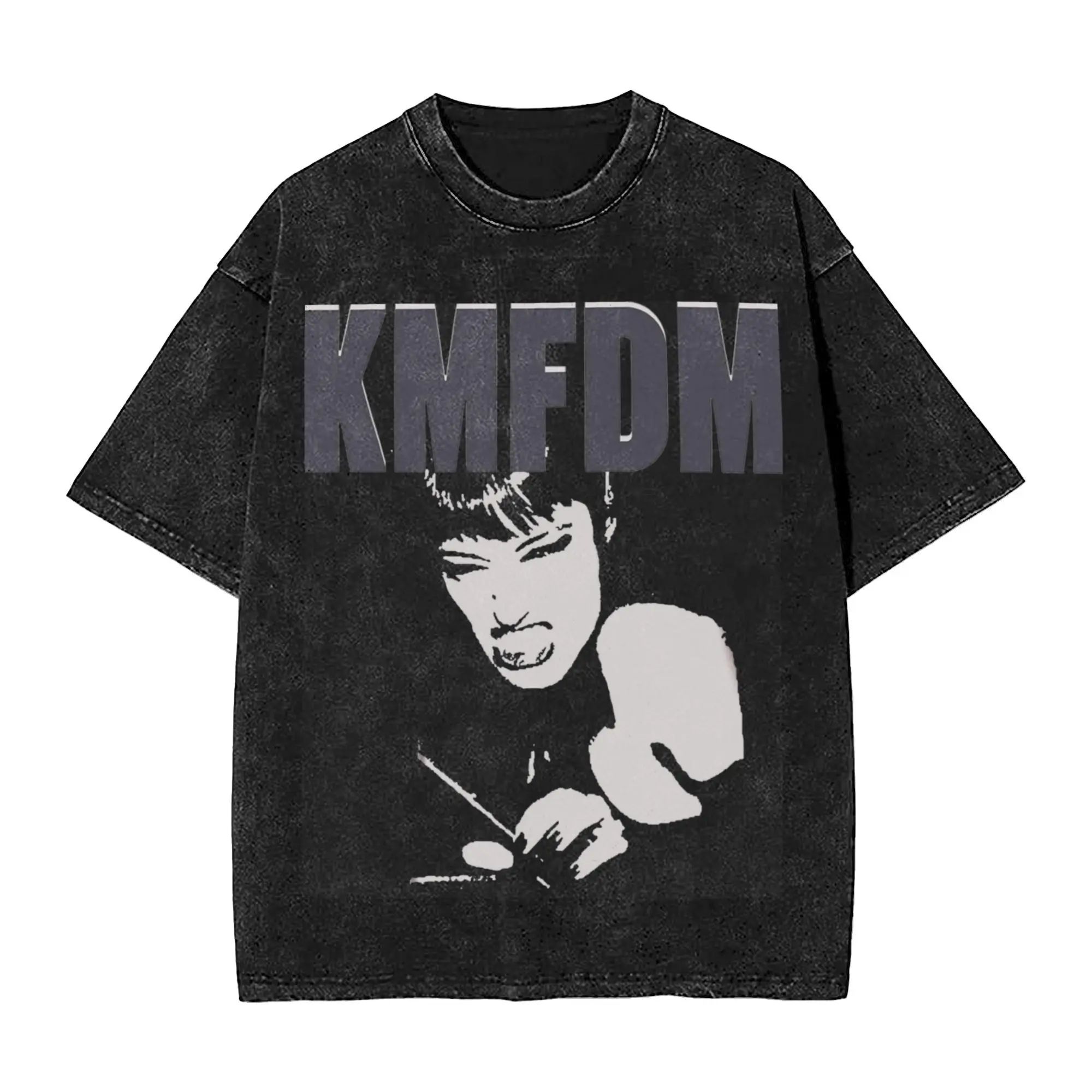 KMFDM band  Accessories Washed T Shirts for Men Women Streetwear Hip Hop T-Shirts Summer  Tees Short Sleeve