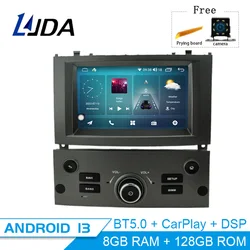 LJDA Android 13 Car Multimedia Player For Peugeot 407 2004 - 2010 GPS Navigation Stereo 1 Din Car Radio 8GB Audio DSP Carplay