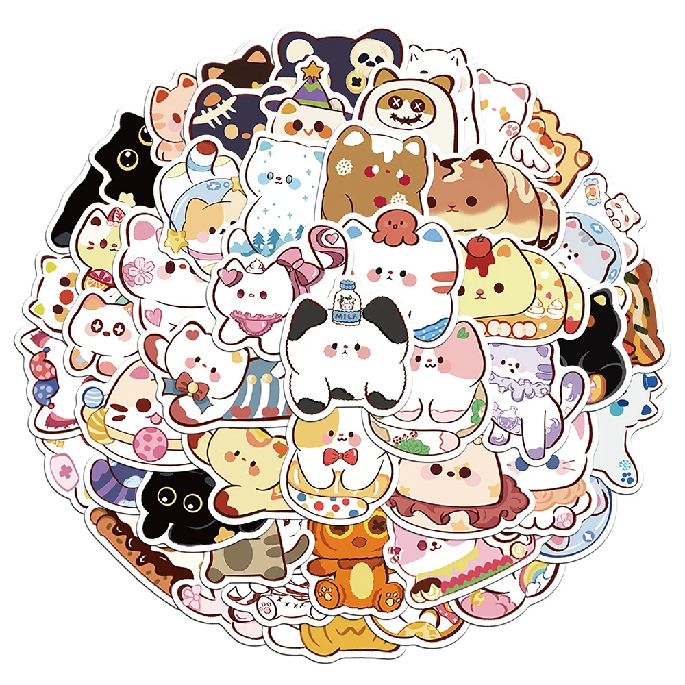 

10/30/50pcs Kawaii Anime Little Bean Eye Cat Stickers Funny Graffiti Sticker Diary Guitar Laptop Phone Cute Cartoon Decals Pack