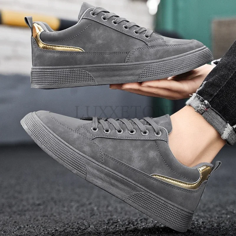 Men Vulcanized Shoes 2024 New Casual Canvas Skateboard Walking Flat Autumn Trend Thick Sole Sports Tennis Masculine Men Shoes