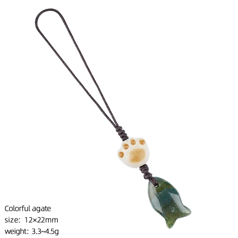 Natural Crystal Amethysts Fish Pendant Keychain Bag Accessory