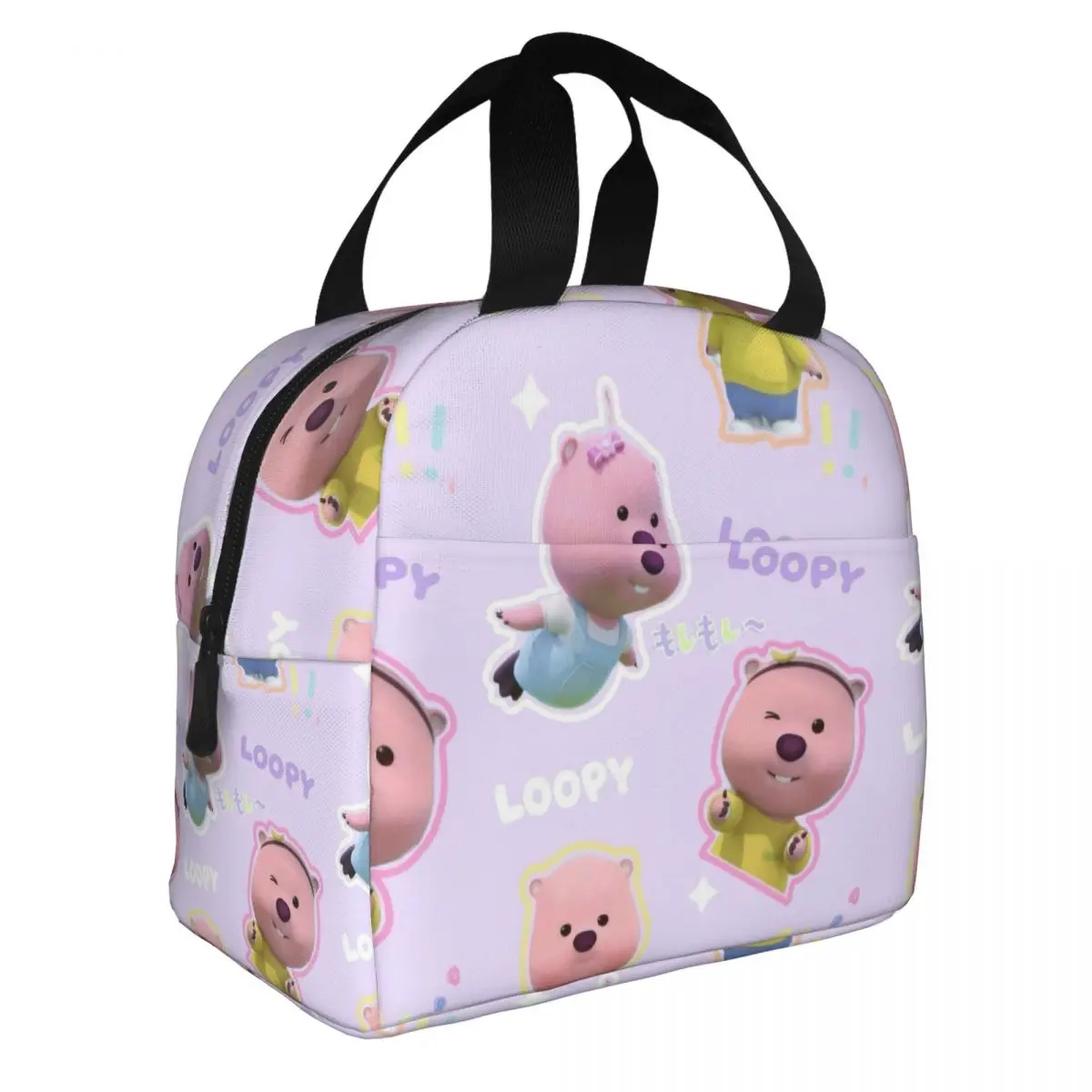 Kawaii Loopy Cartoon Beaver Insulated Lunch Bags Leakproof Cute Meal Container Thermal Bag Tote Lunch Box Office Picnic Men