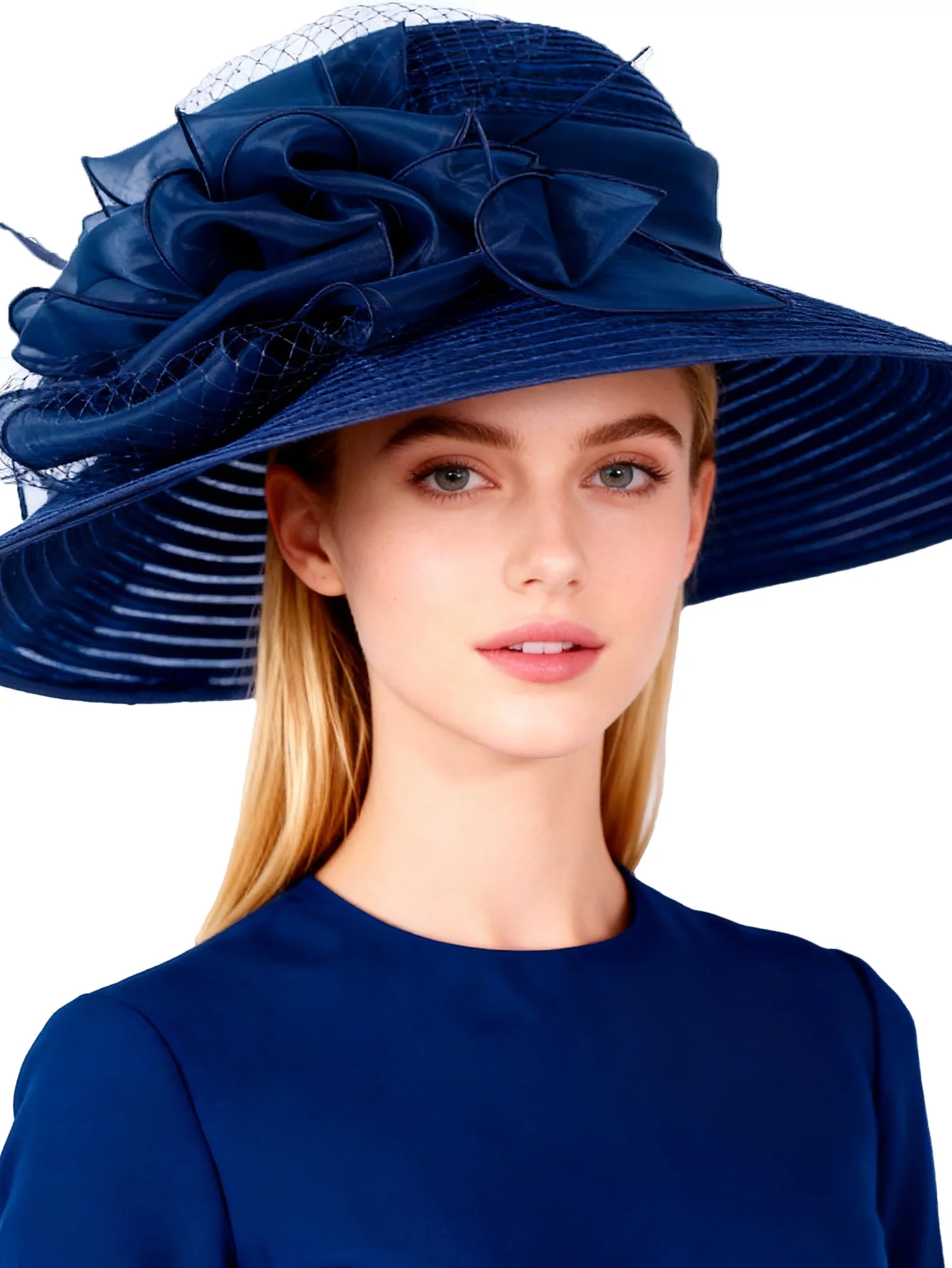 FS białe eleganckie panna młoda kapelusze słomkowe kościelne dla kobiet damskie kwiaty duże kapelusz plaża słońce Kentucky Derby kapelusz Fedora — zdjęcie 4