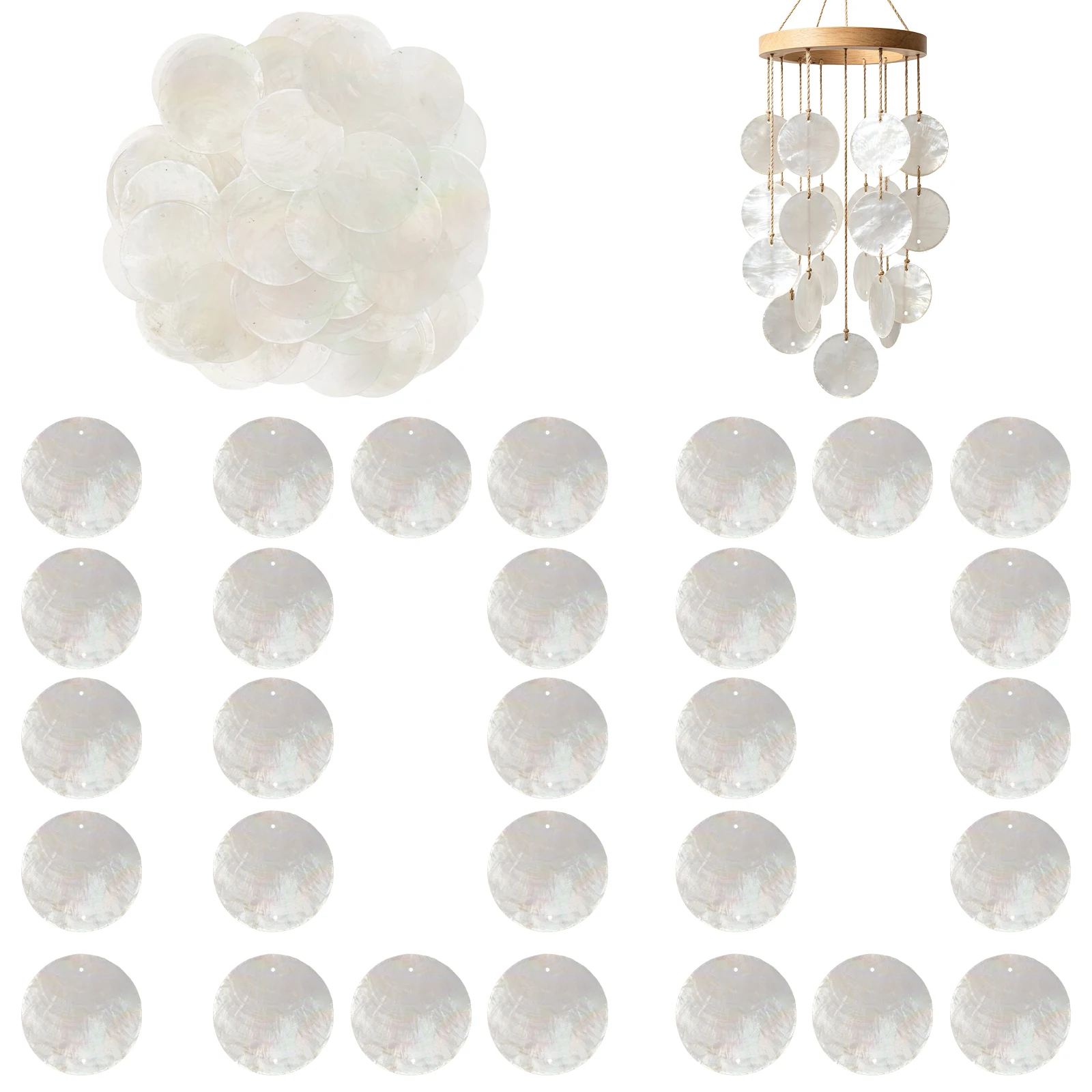 100PCS 1.97 Inch Round Capiz Shell for Jewelry Making Earring Loose Bulk Shell Charm Beads Accessories Handmade Jewelry DIY