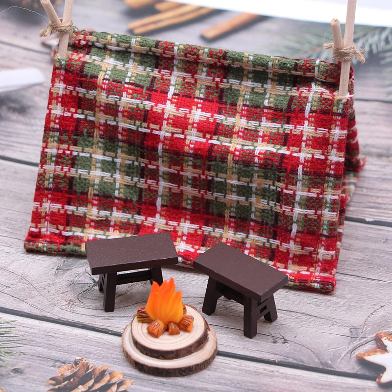 Dollhouse Mini Camping Tent Outdoor Picnic Scene Shooting Prop Model Accessories