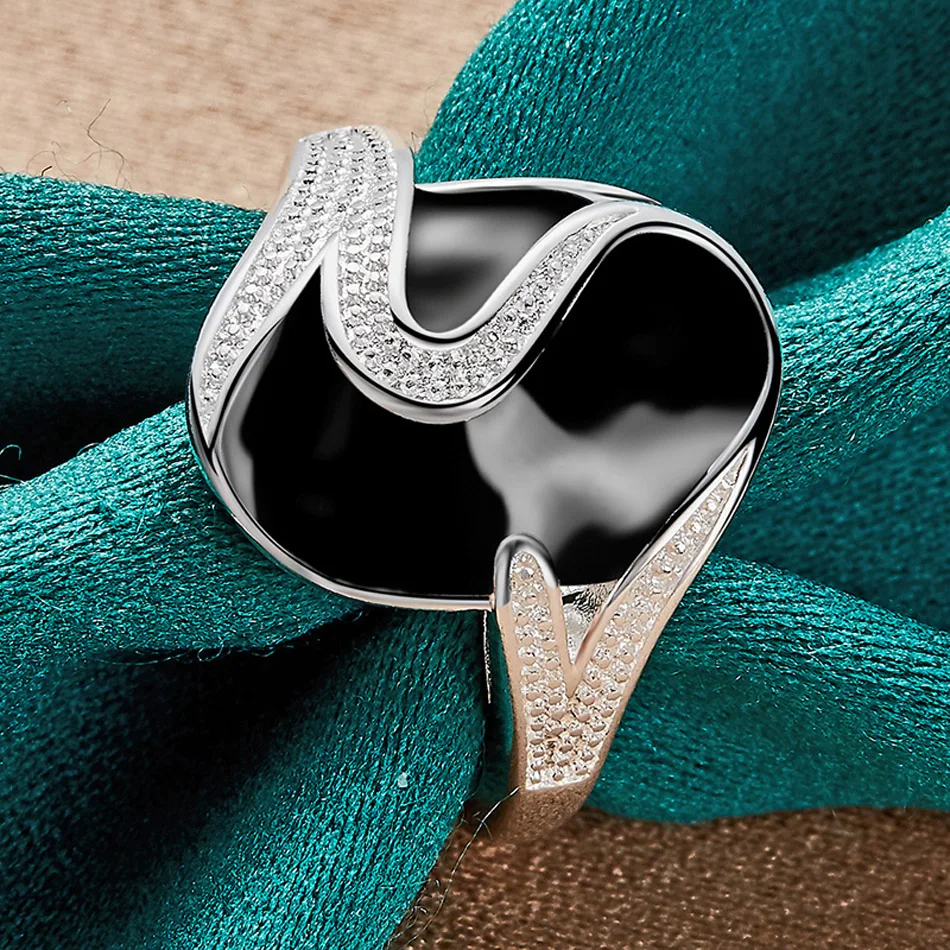 URMYLADY Runder Obsidian aus 925er Sterlingsilber, 7–10 # Ring für Frauen, Hochzeit, Charm, Verlobung, Modeschmuck – Detail 5