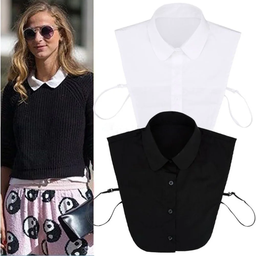 1Pc Solid Shirt Lace False Collar White Black Blouse Vintage Detachable Collars Clothes Sewing Decoration Accessories