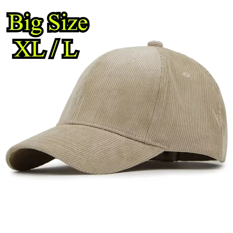 Corduroy Baseball Caps Big Size 64cm Male Cotton Vintage Unisex Vintage Winter Hats Men Women Golf Hats Snapback Hat