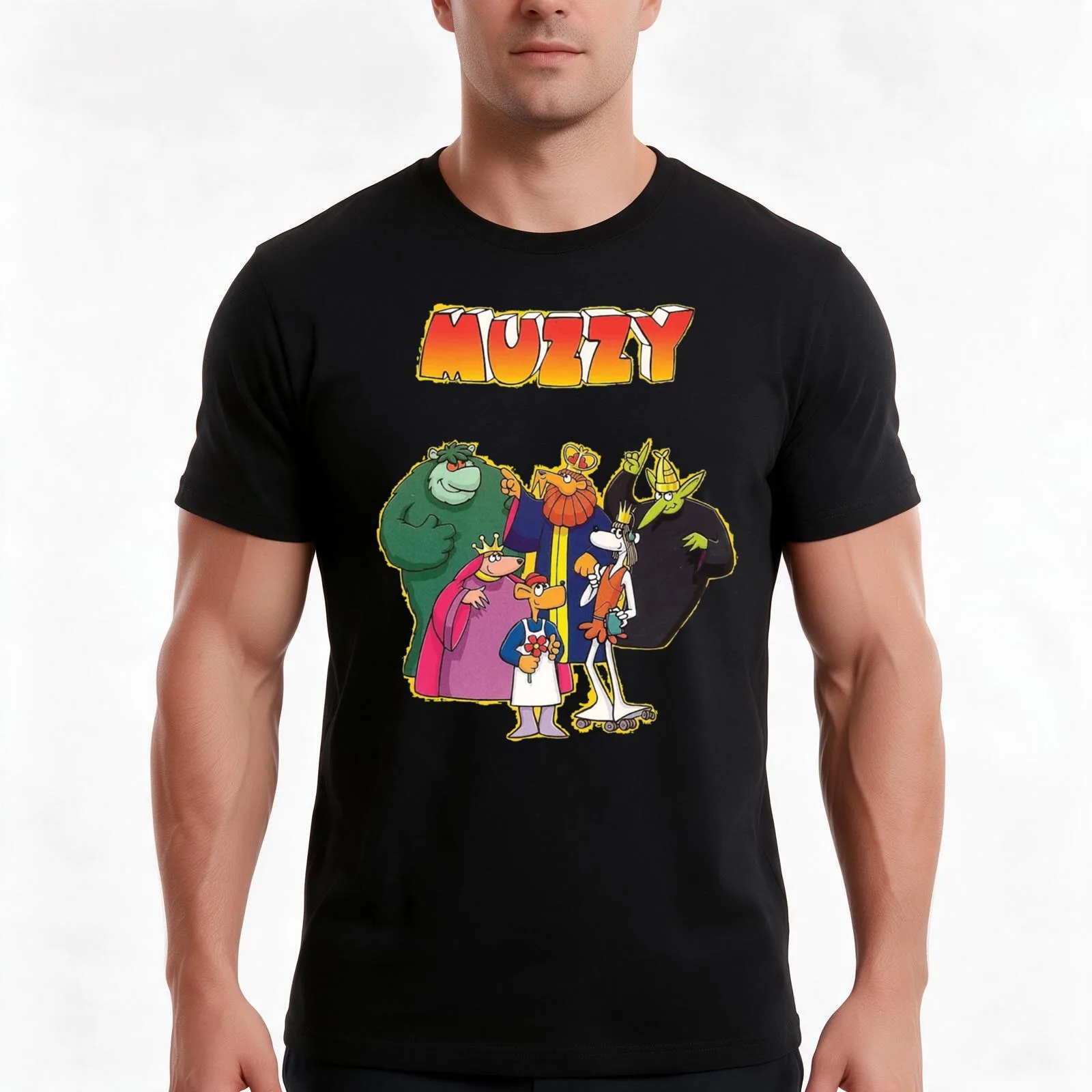 Muzzy T-Shirt, Summer Casual Cotton Tee, Oversized Streetwear Tops, Vintage Graphic Print, Loose Fit Short Sleeve, 100% Cotton