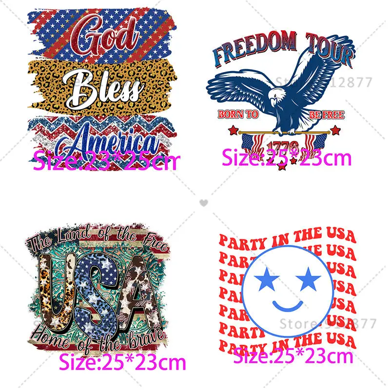 Ready to Press on Garment God Bless America Born to Be Free Long Live Rock Roll Independent DTF Transfers patches for jackets