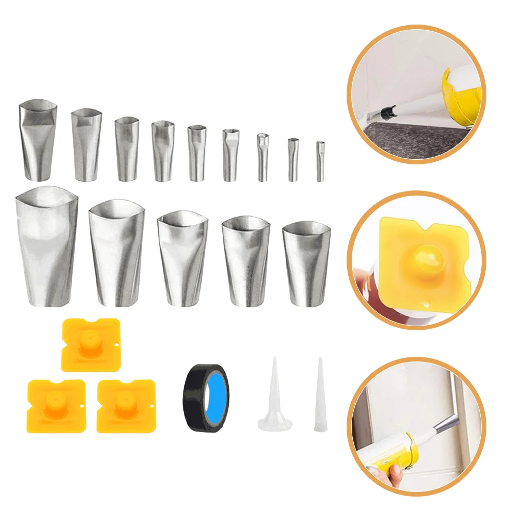 

20 Pcs/Set Caulk Nozzle Kit Stainless Steel Caulking Finishing Finisher Applicator Glue Gadget Sealant