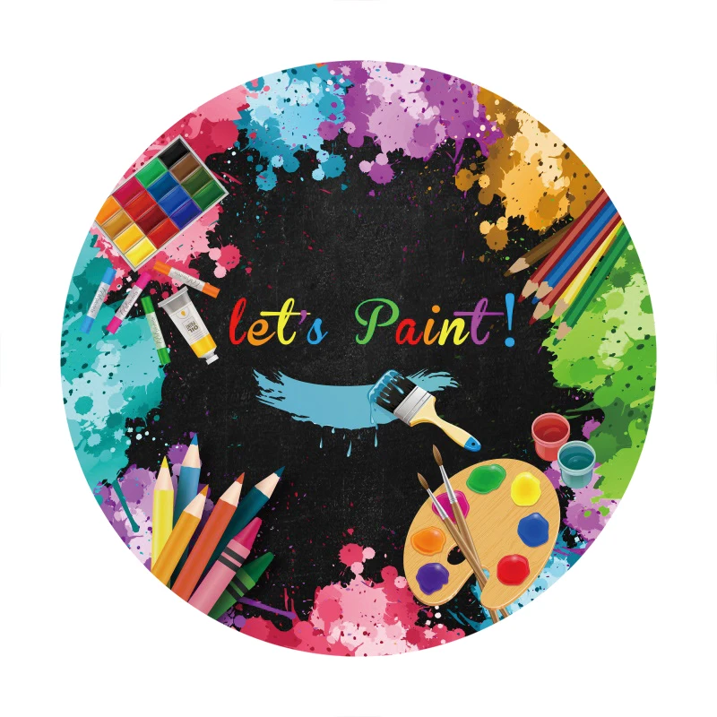 Laeacco Let 'S Paint Party ฉากหลังสีน้ำ Graffiti Splatter สีเด็กวันเกิดภาพที่กำหนดเองการถ่ายภาพพื้นหลัง