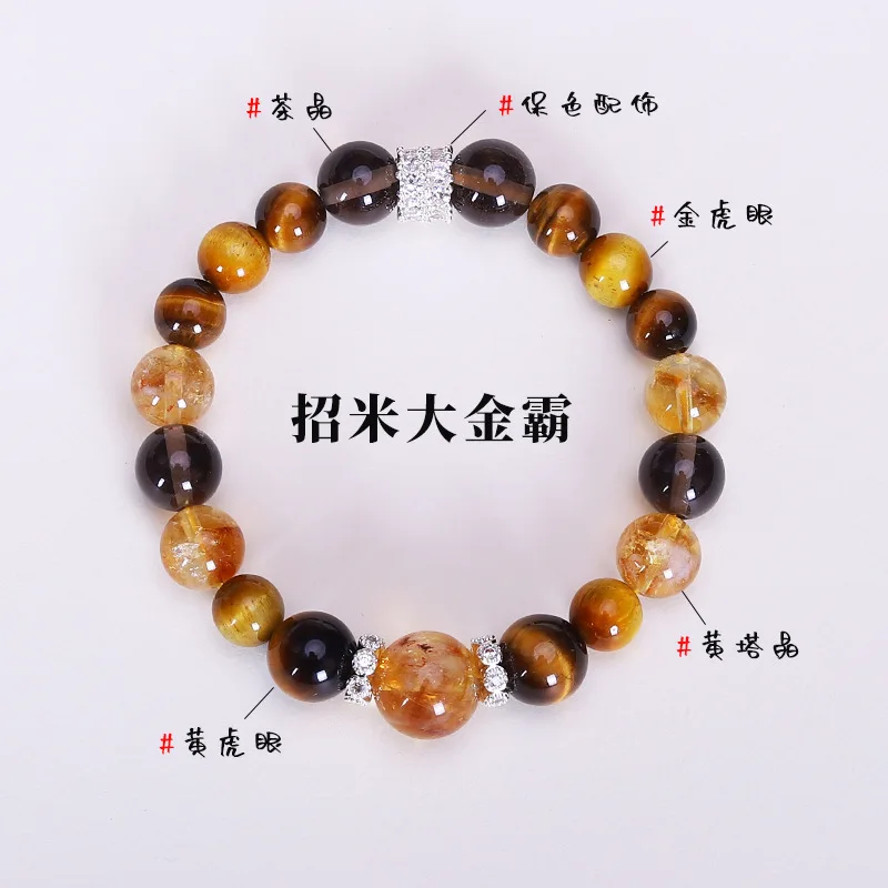 2026 Fashion Natural Yellow Pagoda Crystal Golden Tiger Eye Good Luck Wealth Bracelet Unisex Trendy Jewelry Gift for Daily Wear