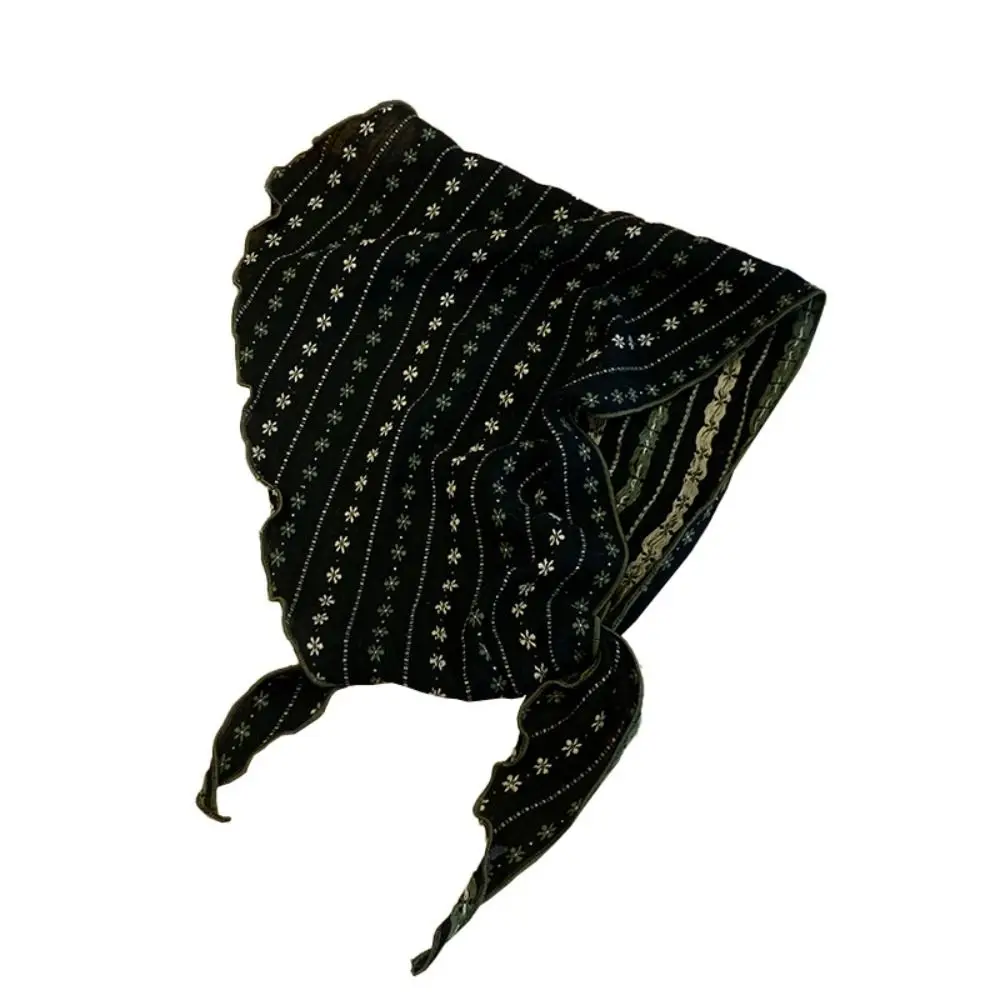 الأزياء الحلو زهرة الثلج الأوشحة الكورية نمط شريط طباعة القطن الكتان الحجاب لينة الرقبة التفاف مثلث الحجاب وشاح الصيف