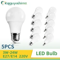 Kps-lâmpada led e27, e14, 220v, 240v, 24w, 20w, 15w, 12w, 9w, 6w, 3w, holofotes economizadores de energia, 5 unidades/lote