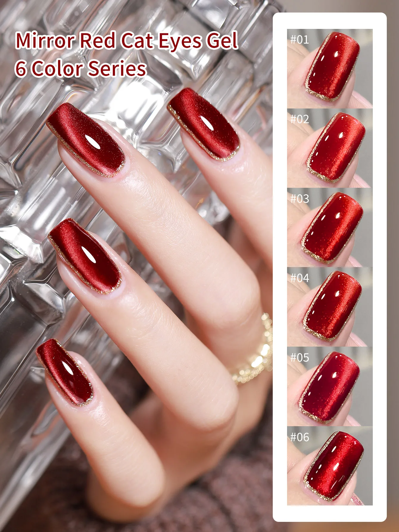 

10ML Super Shiny Ruby Red Cat Magnetic Gel Nail Polish Wine Red Cat Eye Gel Soak Off Semi-Permanent Nail Varnish For Manicure