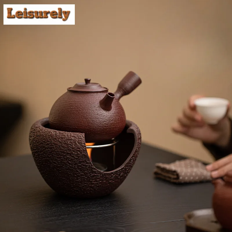 

Brown Red Old Rock Mud Tea Warmer Holder Candle Heater Stove Household Kettle Stand Baked Milk Jar Carbon Furnace Cha Decoration