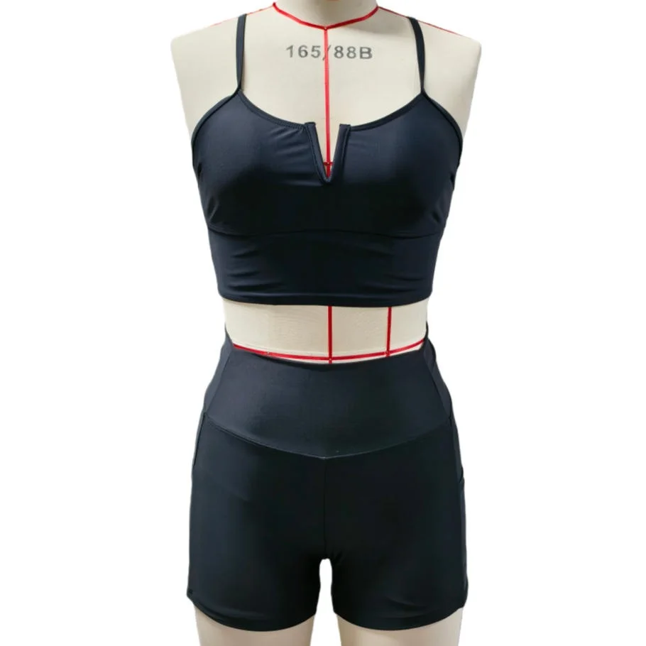 

High-Waisted Swimwear Womens Two Pieces Swimsuit Set Tank Push Up Tops and Slimming Boyshorts Bathing Suit with Pocket 2026