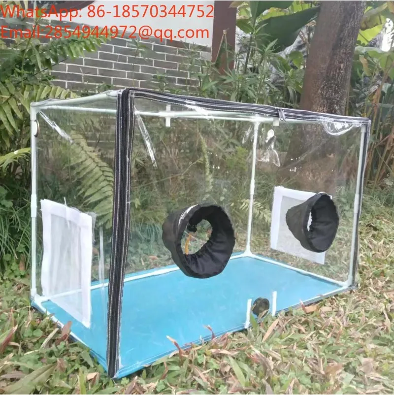 Blue Waterproof Planting Box, Mushroom Cultivation Greenhouse with Insect-proof Screen Window, Portable Planting Box
