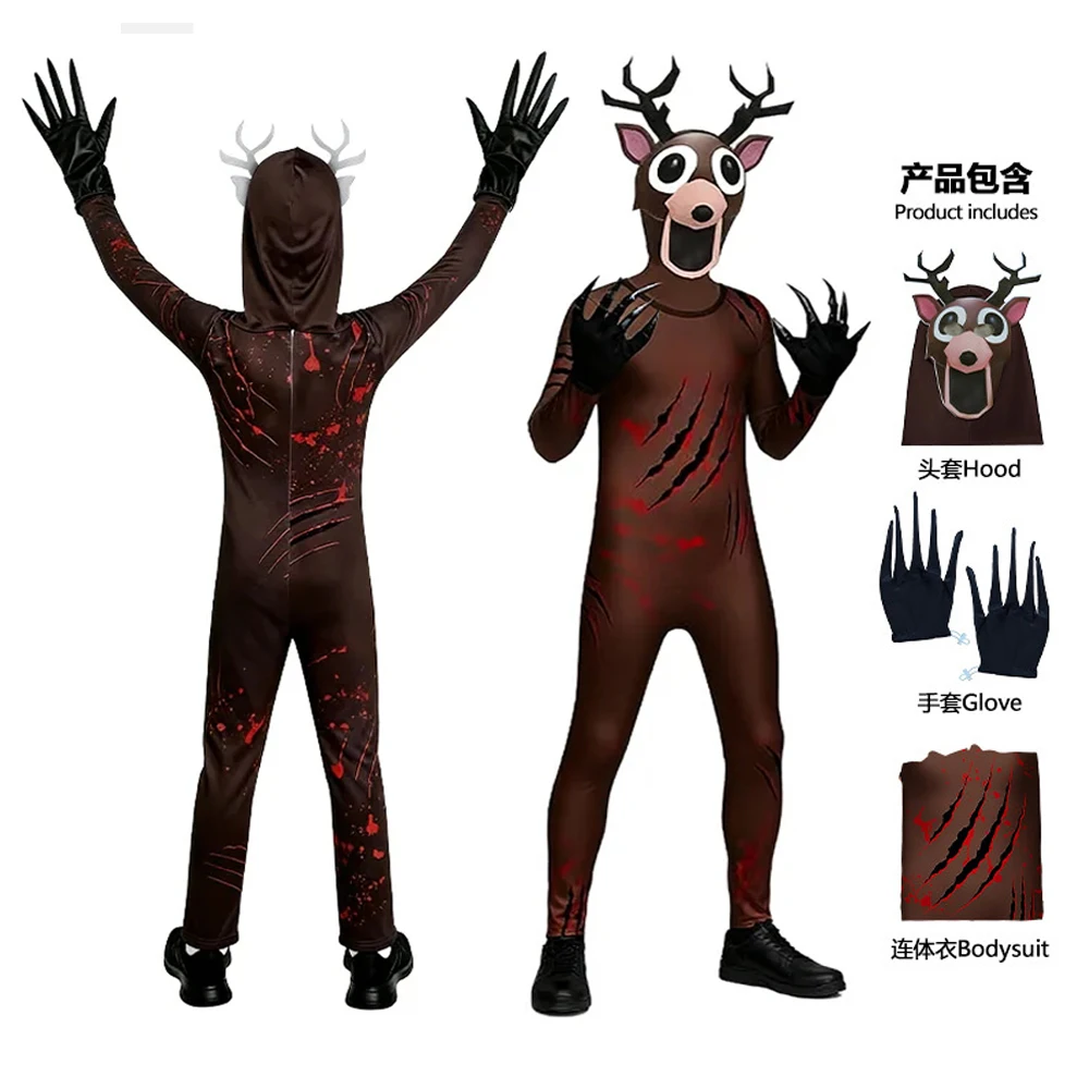 99 ليال في الغابة الغزلان زي تأثيري الزي الرهيب هالوين زي للطفل الكبار كابوس الرنة هدية الكريسماس