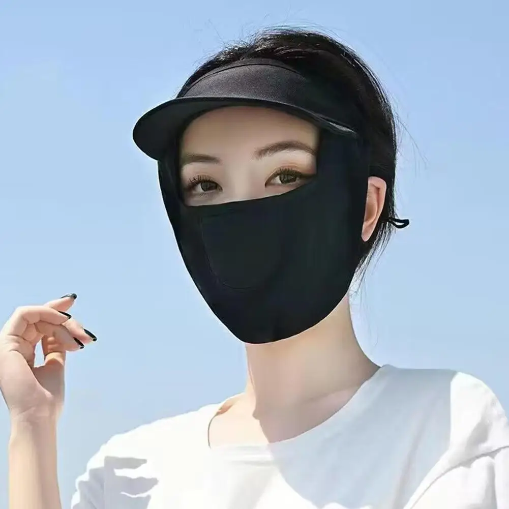 Ice Silk Full Face Mask Ms. Sunshade Sunscreen Ponytail Hat UV Protection Summer Outdoor Sports Riding Protection