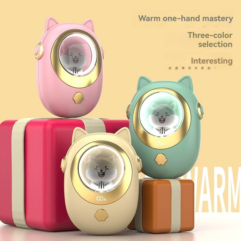 New Winter Portable USB Rechargeable Pocket Hand Warmer Mobile Power Mini Hand Warmer Double-sided Quick Heating Halloween Gift