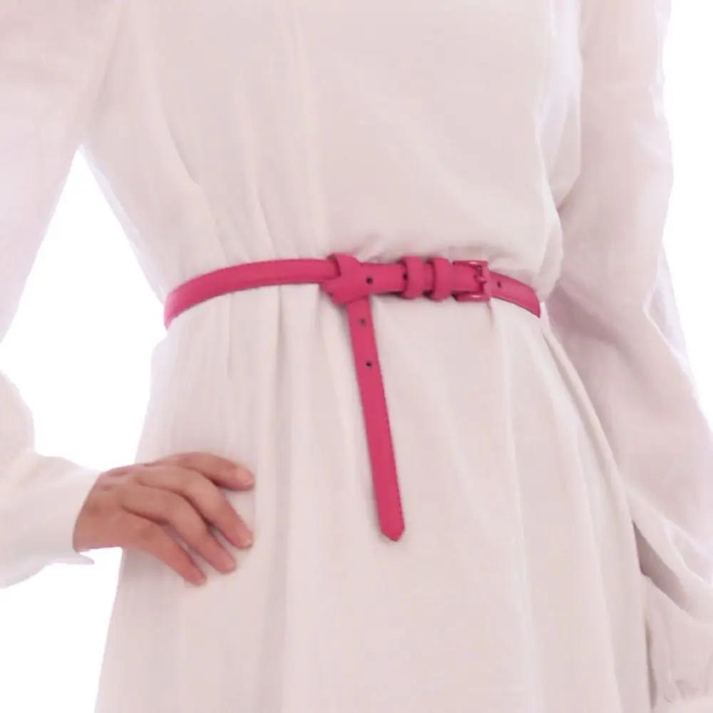 

Classic Elegant Candy Color Belt Pu Leather Vintage Thin Waist Belt Square Buckle Adjustable Dress Waistband Jeans Decoration