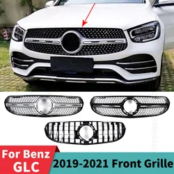 Front Bumper Grille Hood Grill For Mercedes Benz GLC X253 200 220 300 Facelift GT Diamond Style Mesh Grid Tuning 2019 2020 2021