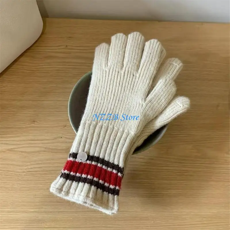 T21F قفازات حرارية محبوكة أنيقة كاملة الأصابع قفازات شتوية دافئة كاملة الأصابع #4