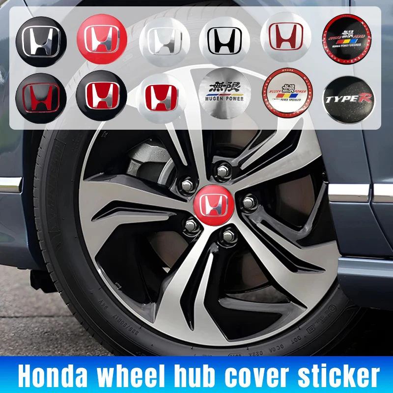 56MM Car Wheel Center Cover Stickers Hub Cap Sticker Accessorie For Honda Mugen Fit Jazz GK5 Civic Type-R CRV Pilot Accord City