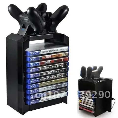 

Games for PlayStation 4 controller stand Game Disk Tower Vertical Charging Dock Station Game Disks Organizer for PS4 Pro Slim