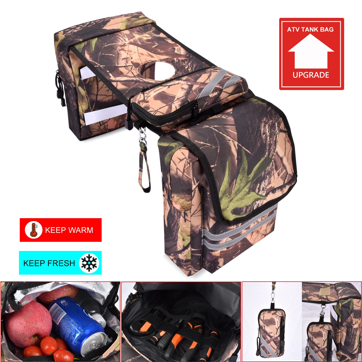 Snowmobile Motorcycle Cargo Pocket Tank Storage Saddle Bags For ATV UTV 600D Oxford Waterproof Cell Phone Pocket