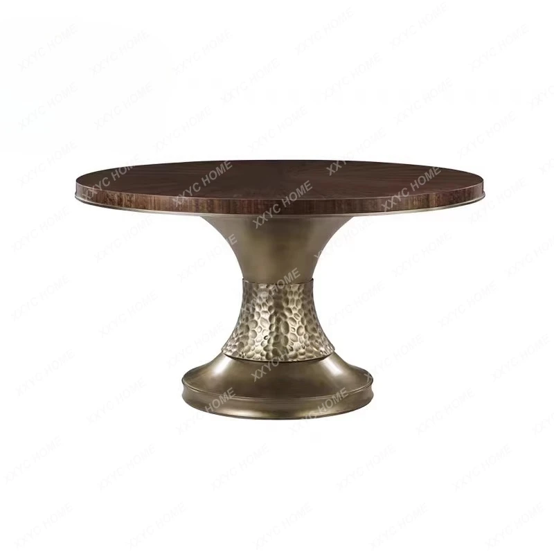 Light luxury solid wood dining table Home living room Simple round dining table